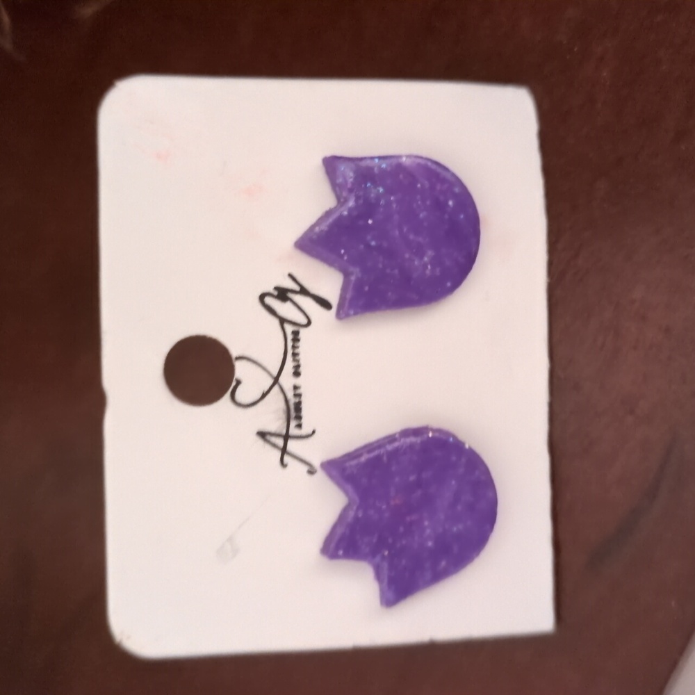 Sparkly Purple Heart Earrings